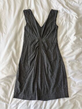Charcoal V-Neck Knot-Front Dress